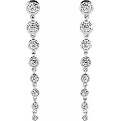Maggie 14K Gold Graduated Lab Grown Diamond Bezel Drop Earrings (1 3/4 TCW)