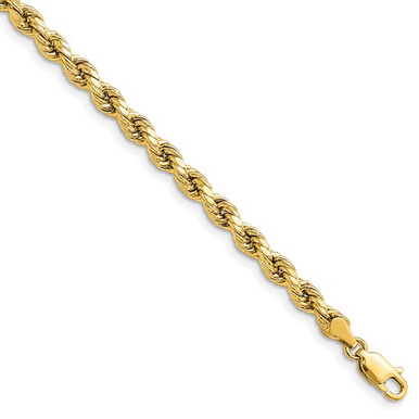 Cecelia 14K Yellow Gold Semi Solid Diamond-Cut Rope Chain Bracelet