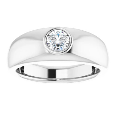 Cole 14K Gold Bezel Set Round Moissanite Wedding Ring (1/2 CT DEW)