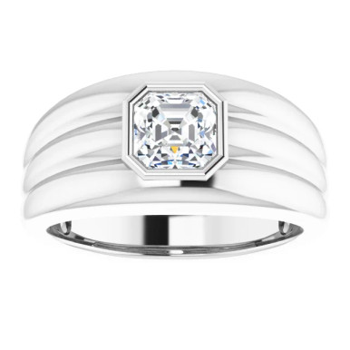 Harvey 14K Gold Bezel Set Asscher Moissanite Men's Ring (1 1/4 CT DEW)