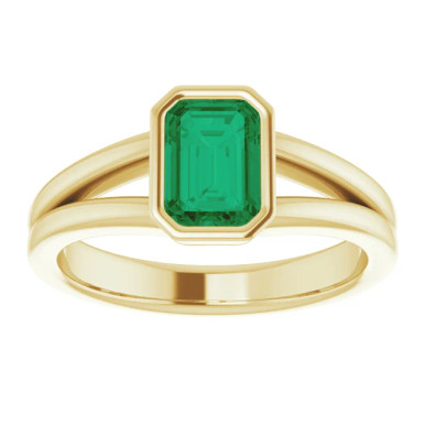 Loretta 14K Gold Split Shank Bezel Birthstone Ring (1 CT DEW)
