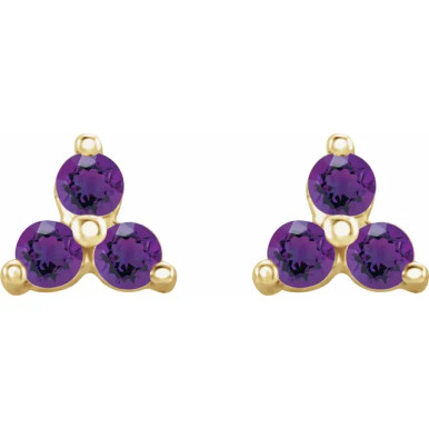 Lulu 14K Gold Zodiac Gemstone Trio Stud Earrings