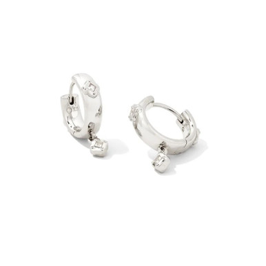 Kendra Scott Joelle Huggie Earrings in White Crystal