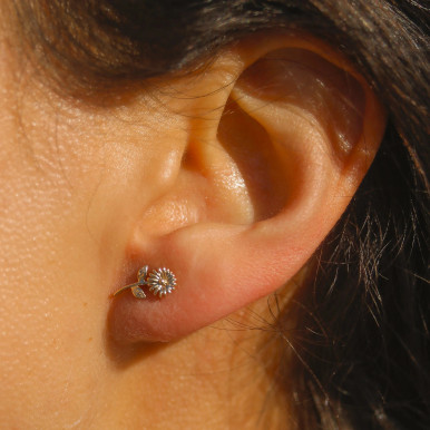 Dainty Daisy 10K Yellow Gold Stud Earrings