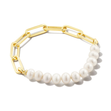 Kendra Scott Ashton Half Chain Bracelet in White Pearl