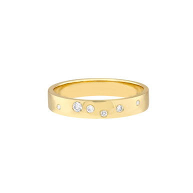 Claudia 14K Yellow Gold Gypsy Set Diamond Cigar Band Ring (1/15 TCW)