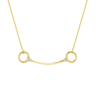 14K Yellow Gold Horsebit Diamond Necklace