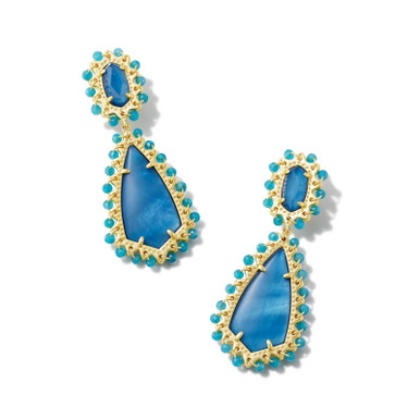 Kendra Scott Camry Beaded Statement Earrings in Dark Blue Mother of Pearl