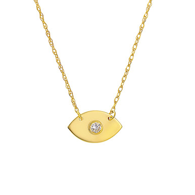 14K Yellow Gold Evil Eye Diamond Necklace