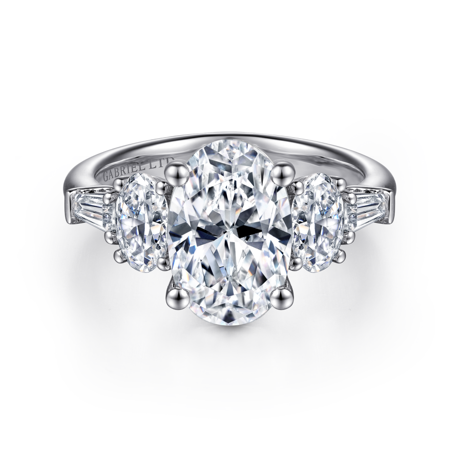 Image of Evie Oval Moissanite Straight Hidden Halo Preset Engagement Ring (4 TCW)