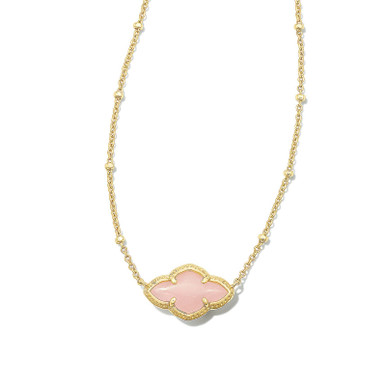 Abbie Pendant Necklace in Rose Quartz