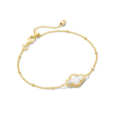 Kendra Scott Abbie Satellite Chain Bracelet in Gold Ivory Mother of Pearl