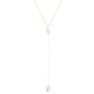 Aviva 14K Yellow Gold Pearl Drop Lariat Necklace