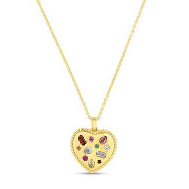 Eden 14K Yellow Gold Gemstone Inlay Heart Pendant Necklace