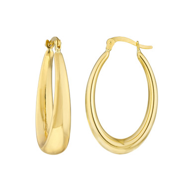 Bethany 10K Yellow Gold Graduated Oval Puff Hoop Earrings