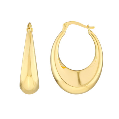April 14K Yellow Gold Graduated Oval Puff Hoop Earrings