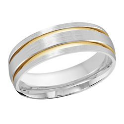 Elliot 14K Two-Tone Double Horizontal Groove Wedding Ring