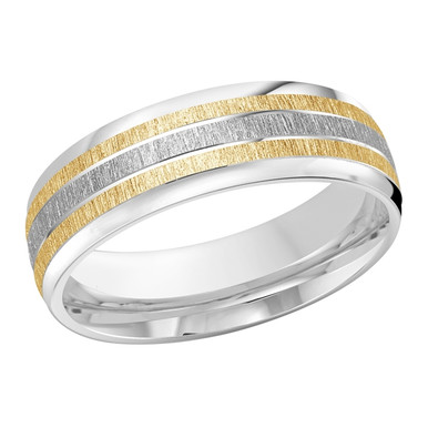 Zeke 14K Two-Tone Vertical Brushed Wedding Ring