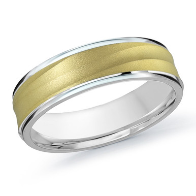 Axel 14K Two-Tone Gold Sandblast Wave Wedding Ring