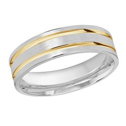 Chiswick 14K Two-Tone Double Horizontal Groove Wedding Ring