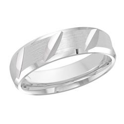 Dallas 14K Gold Diagonal Groove Satin Finish Wedding Ring