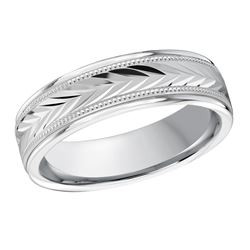 Andreas 14K Gold Herringbone Etched Wedding Ring