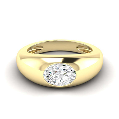 Aurora 14K Yellow Gold Oval Lab Grown Diamond Domed Ring (1/2 TCW)