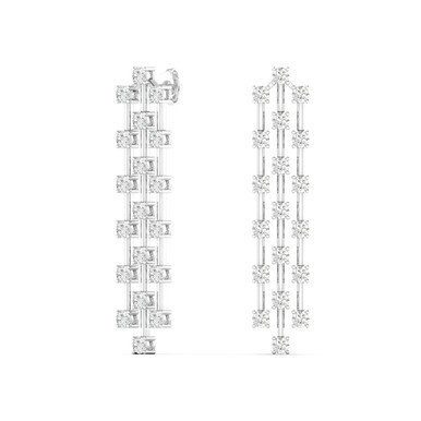 Ramona 14K White Gold Triple Row Lab Grown Diamond Drop Earrings (2 1/3 TCW)