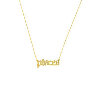 Pisces 14K Yellow Gold Script Necklace