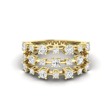 Orbit 14K Yellow Gold Triple Row Lab Grown Diamond Statement Ring (7/8 TCW)