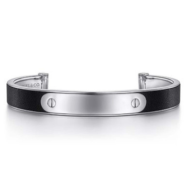 Sterling Silver and Leather ID Cuff Bracelet
