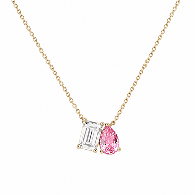 La Kaiser Toi & Moi 9K Yellow Gold Pink Topaz Pendant Necklace