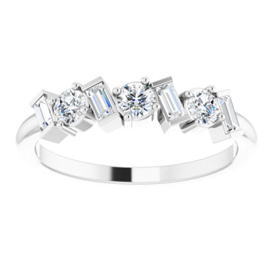 Paige Round & Baguette Diamond Anniversary Ring (1/2 TCW)