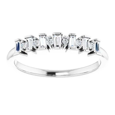Milania Tapered Baguette & Round Diamond Anniversary Ring (1/4 TCW)