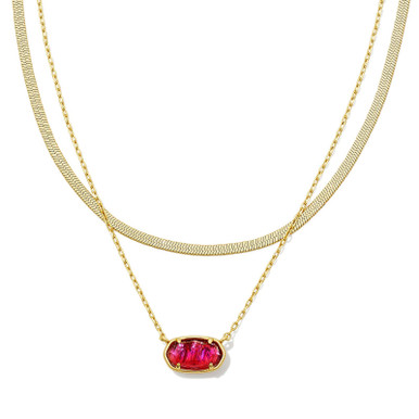 Kendra Scott Grayson Herringbone Multistrand Necklace in Light Burgundy Illusion