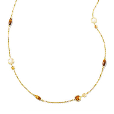 Kendra Scott Monica Long Strand Necklace in Brown Mix
