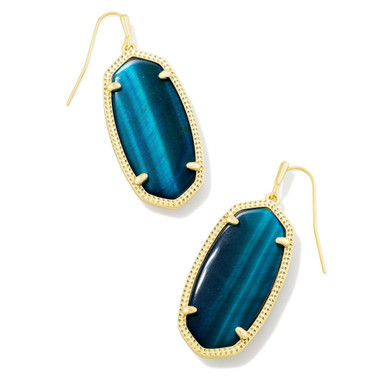 Kendra Scott Elle Drop Earrings in Teal Tiger's Eye
