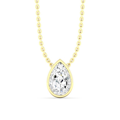Cindy 14K Yellow Gold Pear Lab Grown Diamond Bezel Pendant Necklace (3/4 TCW)