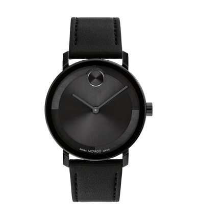 Movado black leather deals
