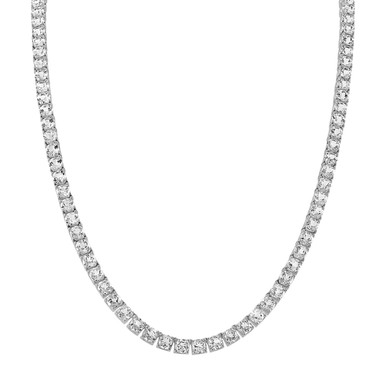 Bulova Sterling Silver White Topaz Tennis Necklace