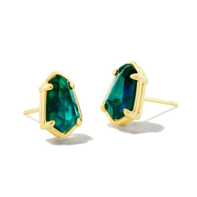Kendra Scott Alexandria Stud Earrings in Teal Green Illusion