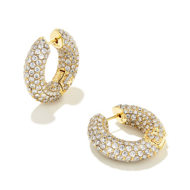 Kendra Scott Mikki Pave Hoop Earrings in White Crystal