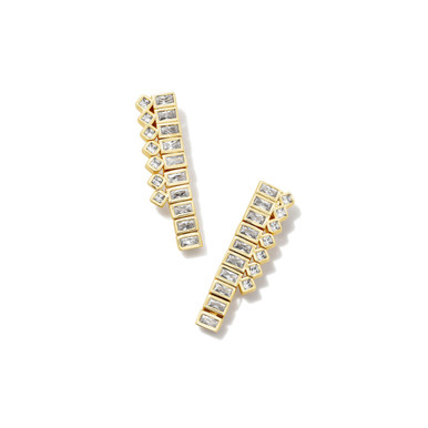 Kendra Scott Gracie Tennis Linear Earrings in White Crystal