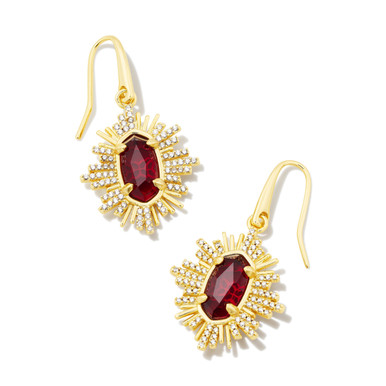 Kendra Scott Grayson Sunburst Drop Earrings in Red Glass