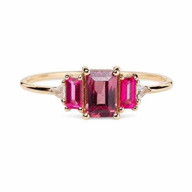 La Kaiser Cascading Love 14K Yellow Gold Rhodolite Garnet & Topaz Ring