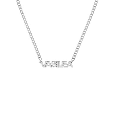 Tatum Block Name Plate Curb Chain Necklace
