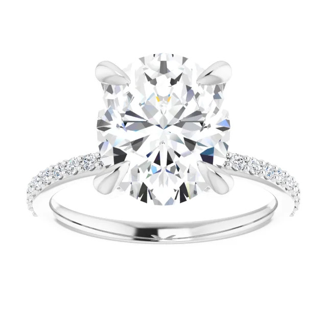 Image of Calia 14K White Gold Oval Lab Grown Diamond Straight Engagement Ring (2 3/4 TCW)