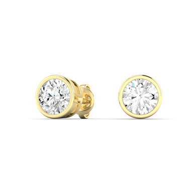 Gemma 14K Yellow Gold Round Lab Grown Diamond Bezel Stud Earrings (1 TCW)