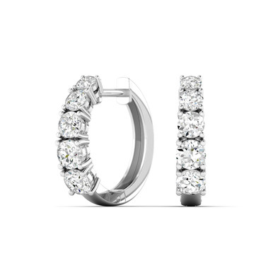 Nina 14K White Gold Round Lab Grown Diamond Graduated Huggie Earrings (2 TCW)