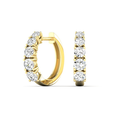 Nina 14K Yellow Gold Round Lab Grown Diamond Graduated Huggie Earrings (2 TCW)
